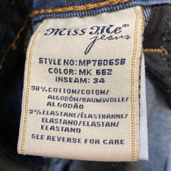 Y2K Miss Me Women's Mid Rise Slim Boot Rhinestone Embellished Jeans Size 27 - Picture 7 of 8